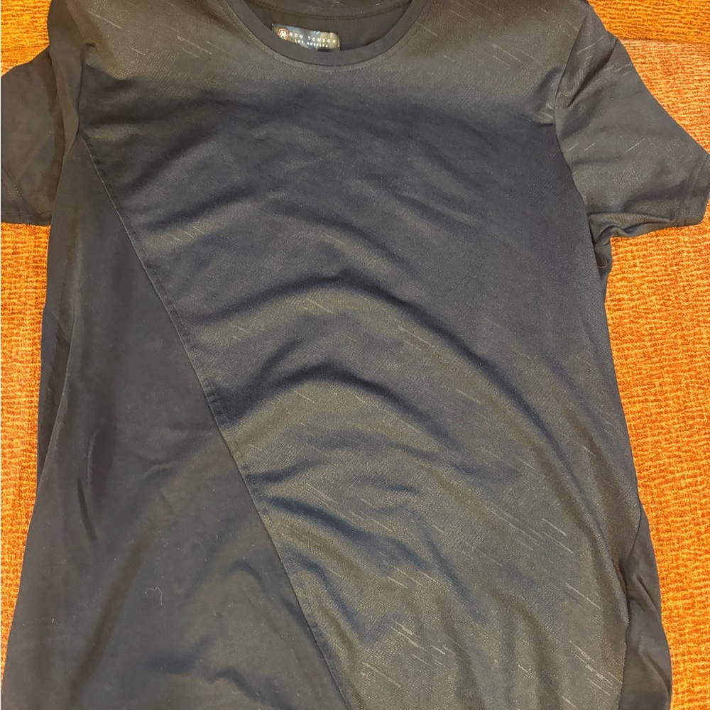 Ron Tomson Black Short Sleeve dressy Tee